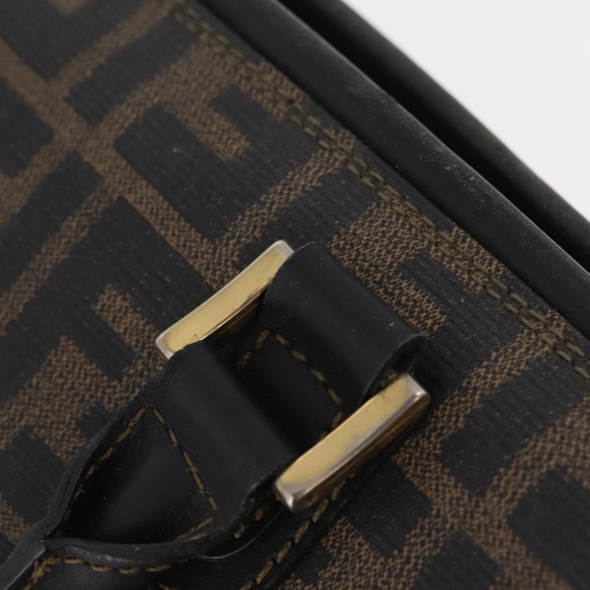 FENDI Zucca Canvas Hand Bag PVC Black Brown Auth ka6311