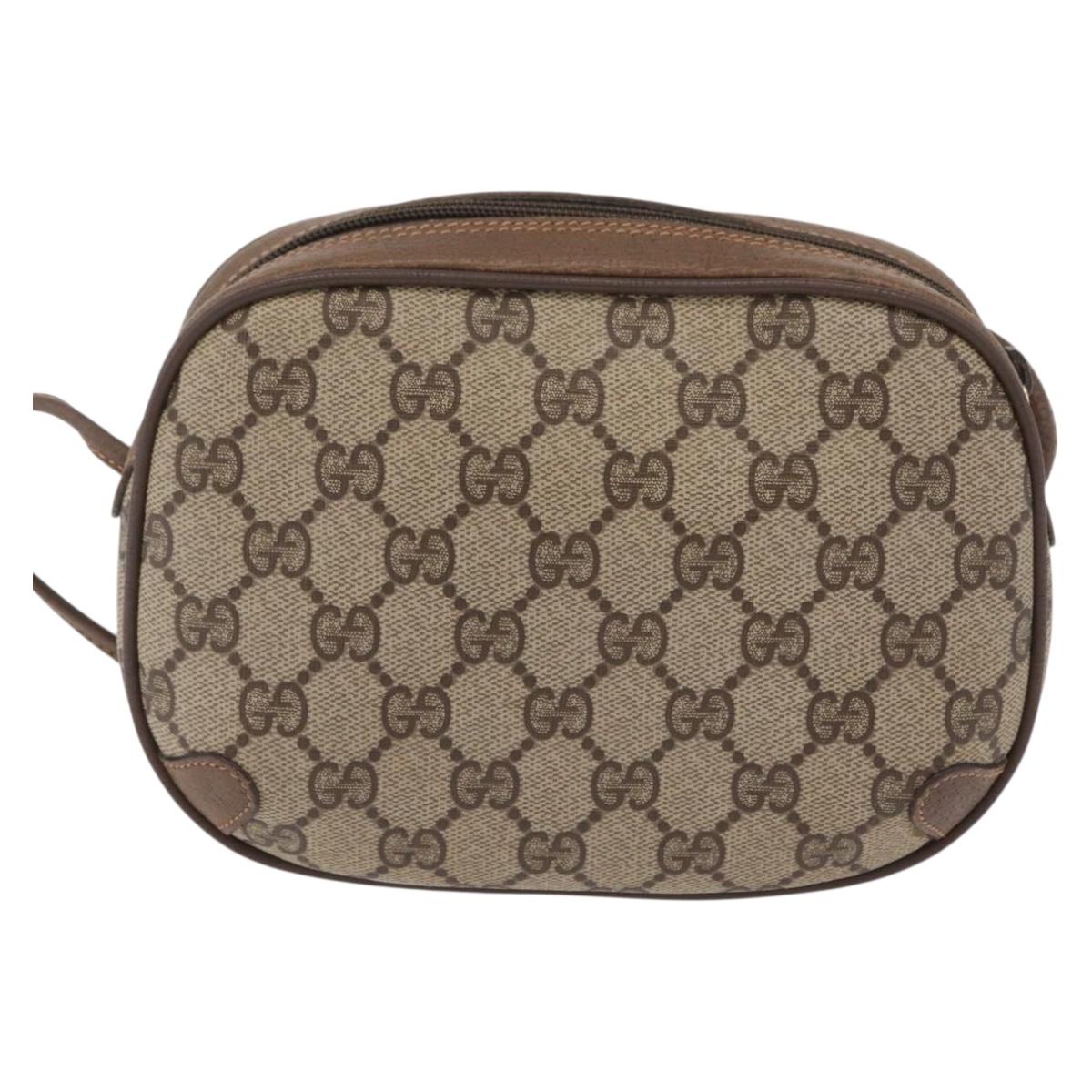GUCCI GG Supreme Web Sherry Line Bag PVC Beige Gold 89 02 066 Auth ka6316