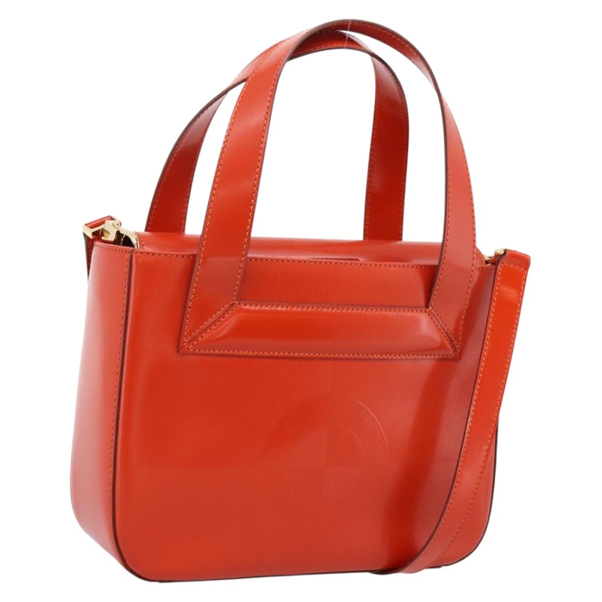 CELINE Hand Bag Leather 2way Orange Gold Auth ka6317A