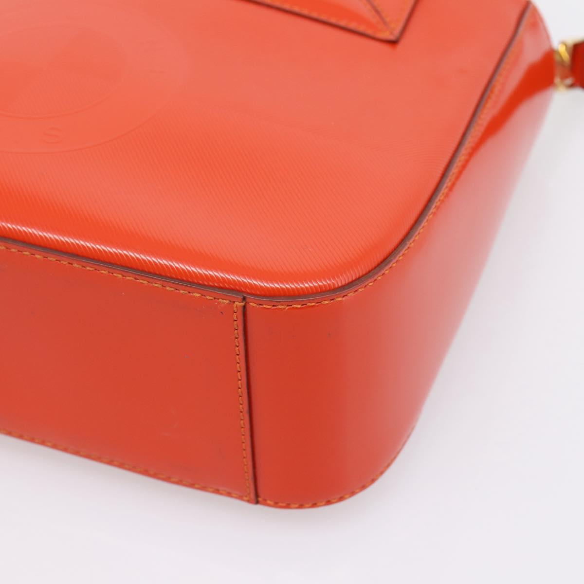 CELINE Hand Bag Leather 2way Orange Gold Auth ka6317A