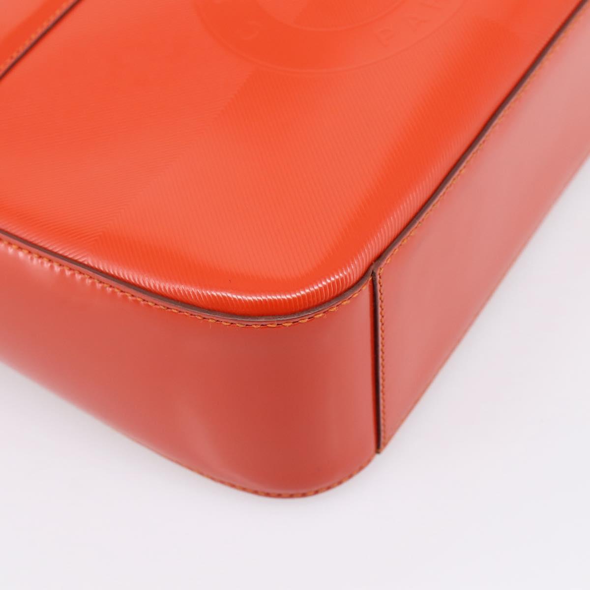 CELINE Hand Bag Leather 2way Orange Gold Auth ka6317A
