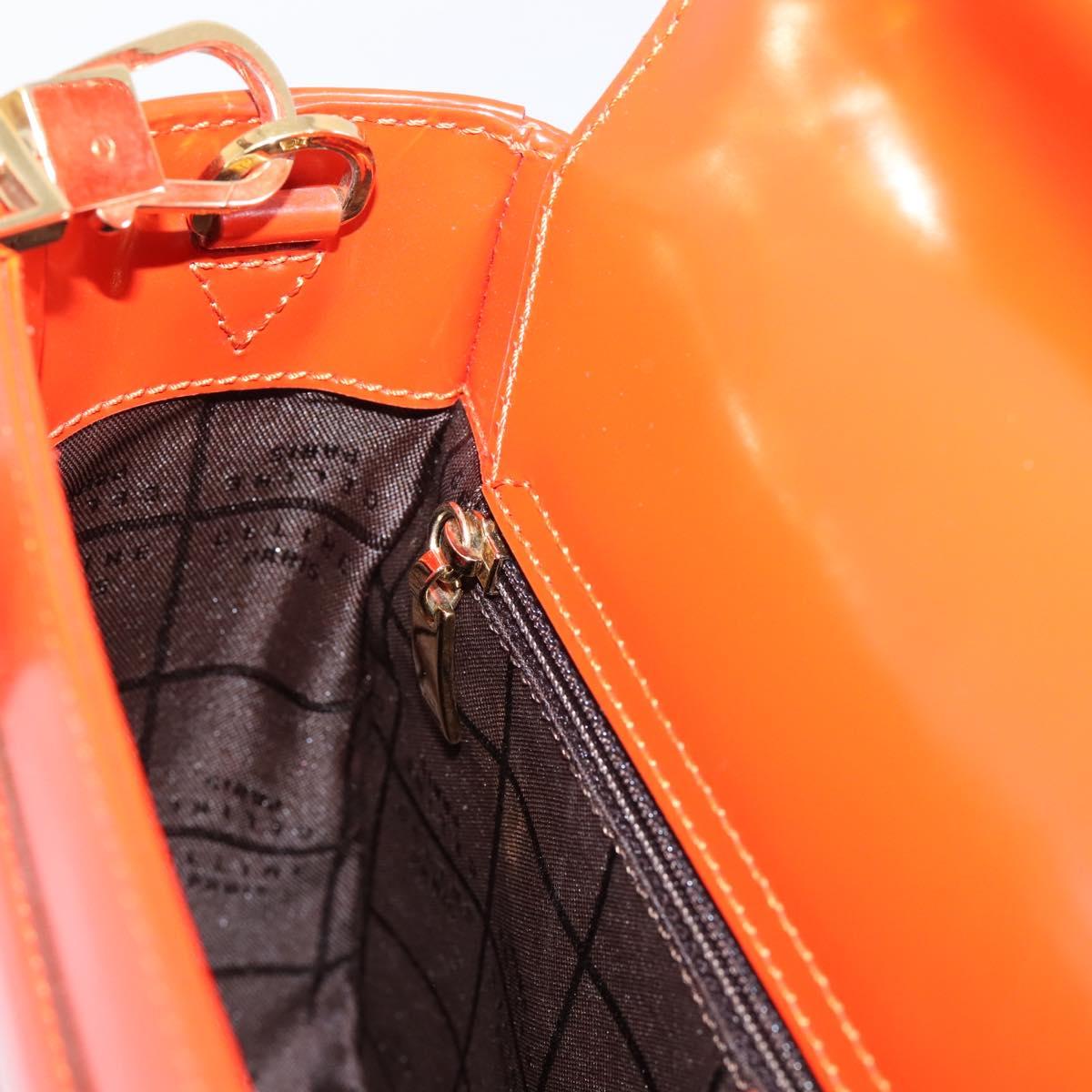 CELINE Hand Bag Leather 2way Orange Gold Auth ka6317A