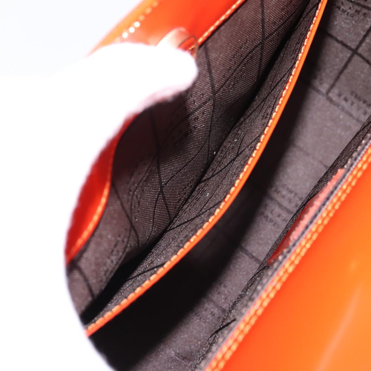 CELINE Hand Bag Leather 2way Orange Gold Auth ka6317A