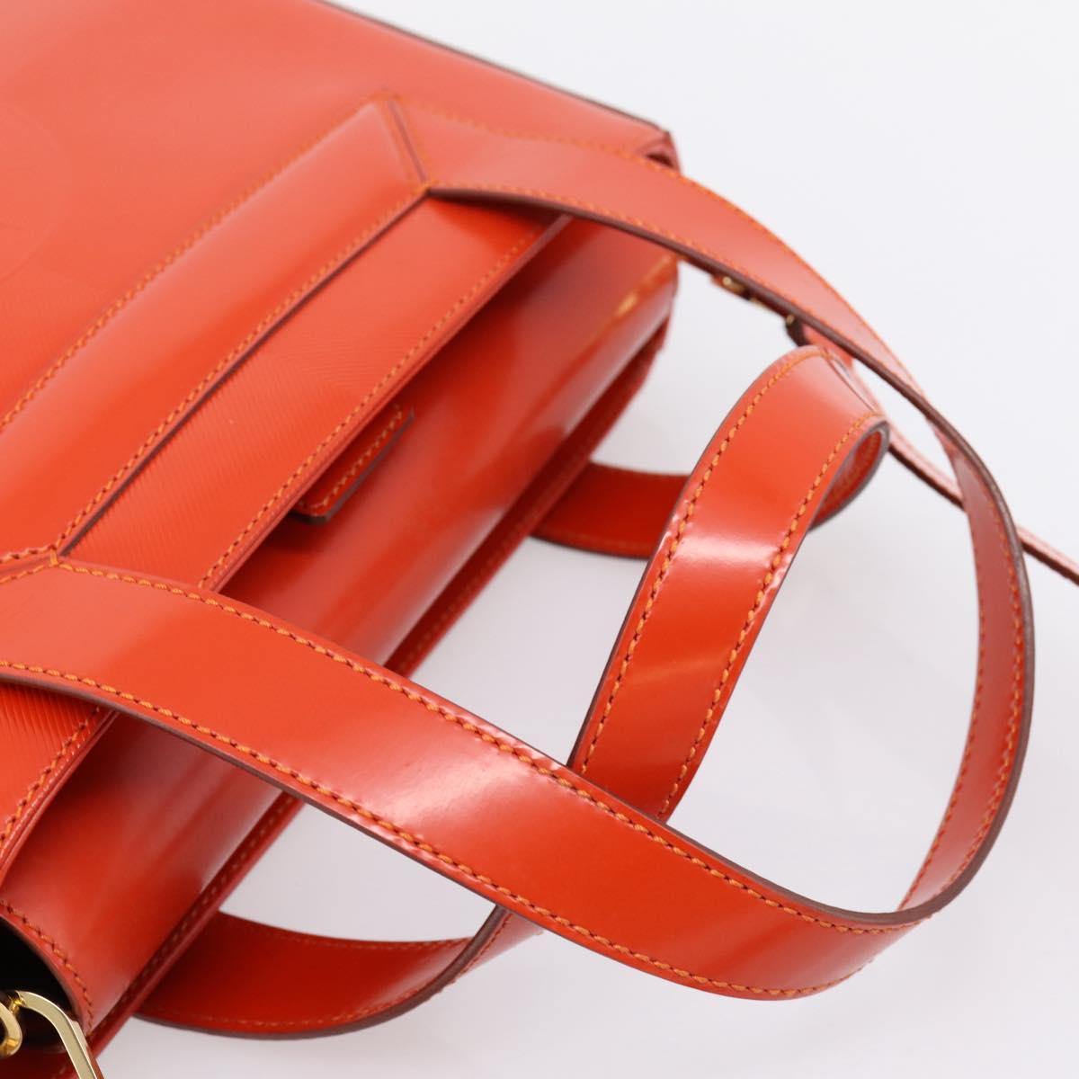 CELINE Hand Bag Leather 2way Orange Gold Auth ka6317A