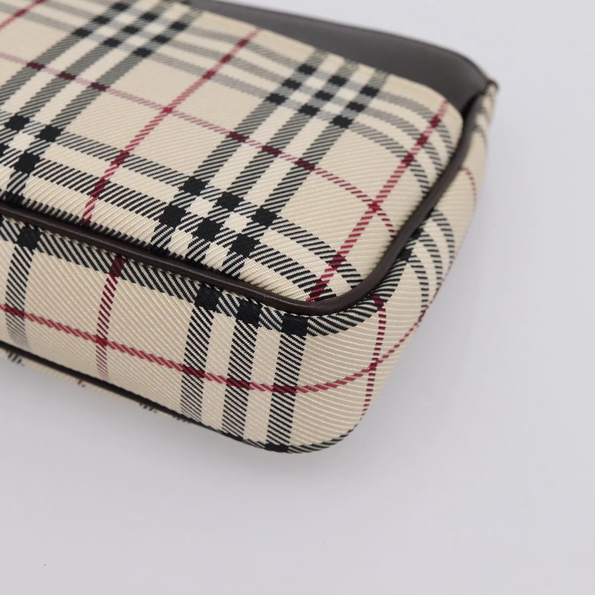 BURBERRY Nova Check Shoulder Bag Canvas Beige Silver Auth ka6319A