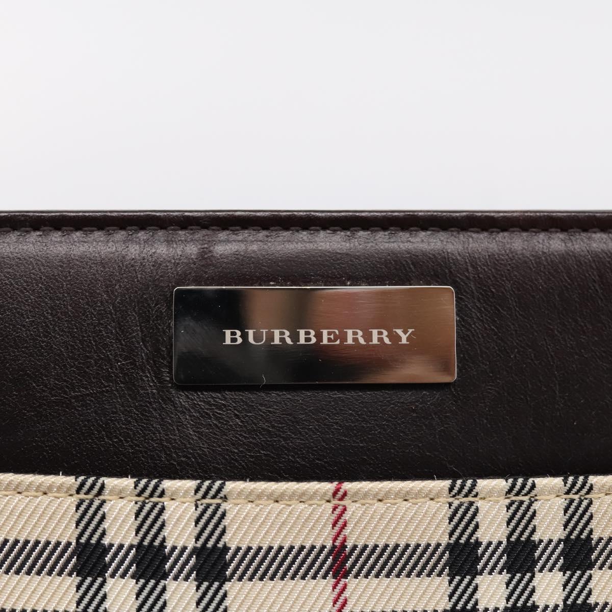 BURBERRY Nova Check Shoulder Bag Canvas Beige Silver Auth ka6319A
