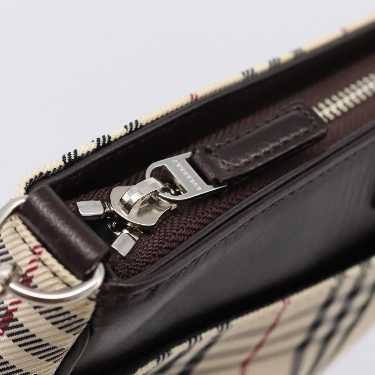 BURBERRY Nova Check Shoulder Bag Canvas Beige Silver Auth ka6319A