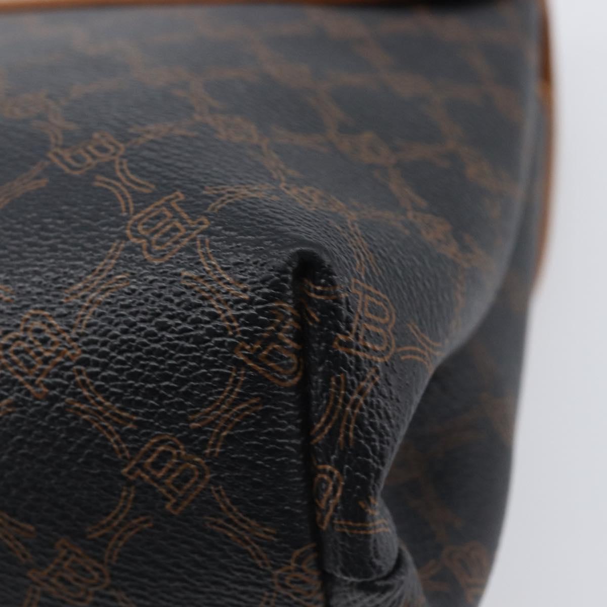 BALLY Hand Bag PVC 2way Black Gold Auth ka6321