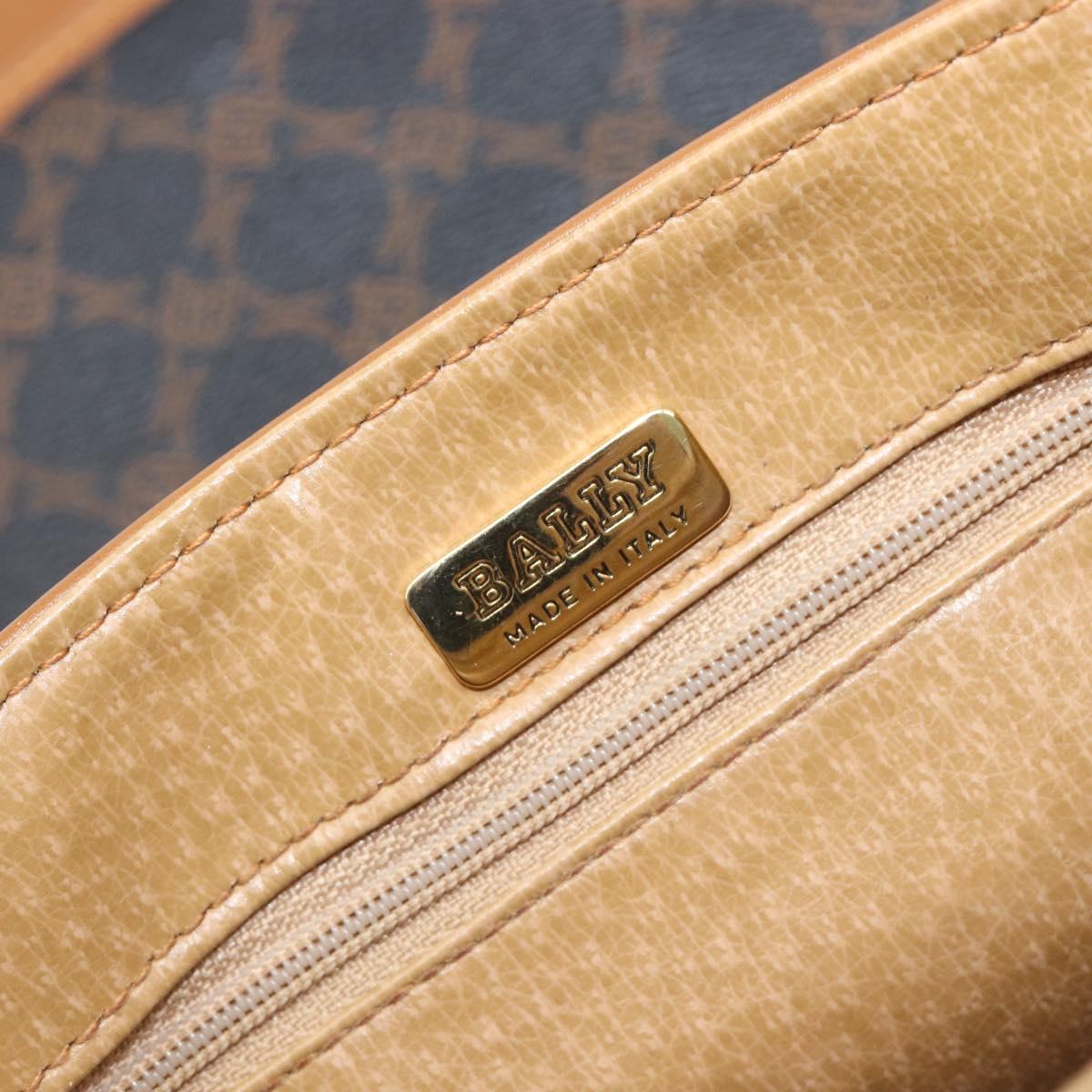 BALLY Hand Bag PVC 2way Black Gold Auth ka6321