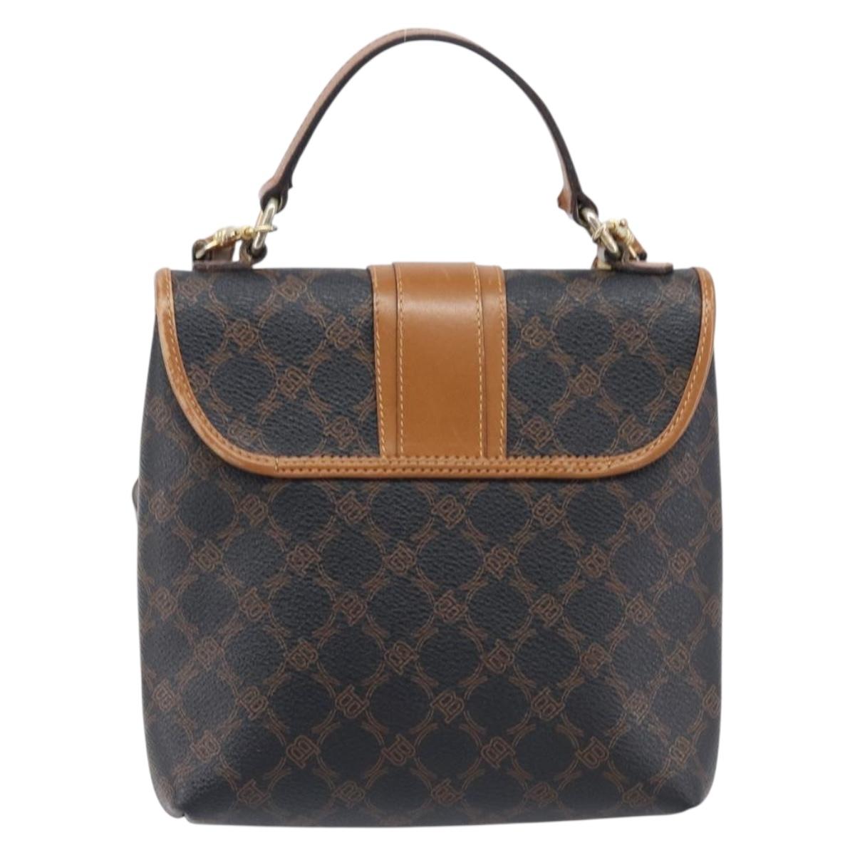 BALLY Hand Bag PVC 2way Black Gold Auth ka6321