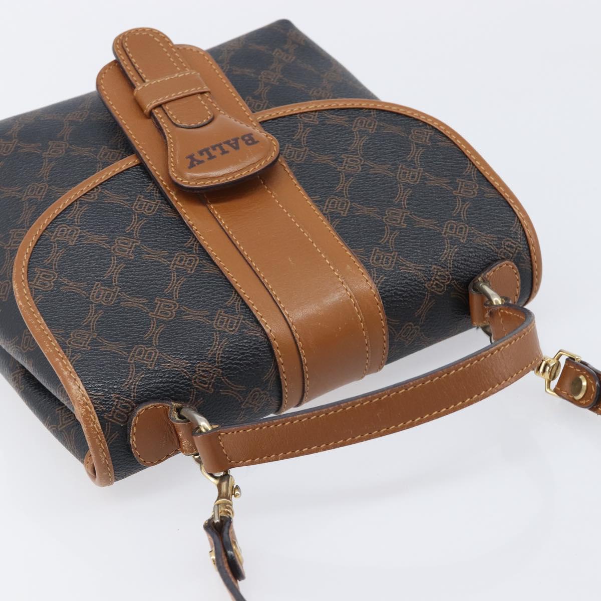 BALLY Hand Bag PVC 2way Black Gold Auth ka6321
