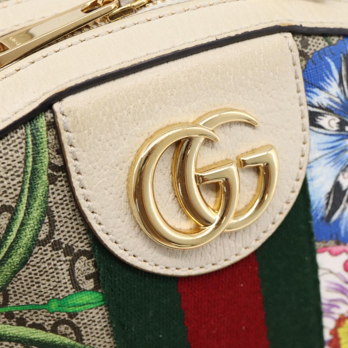 GUCCI Ophdia GG Web Sherry Line Flora Backpack PVC Beige 547965 Auth ka6322V