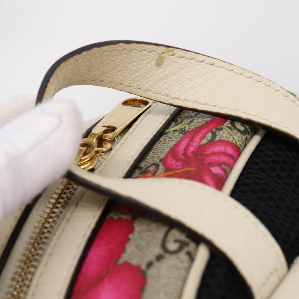 GUCCI Ophdia GG Web Sherry Line Flora Backpack PVC Beige 547965 Auth ka6322V