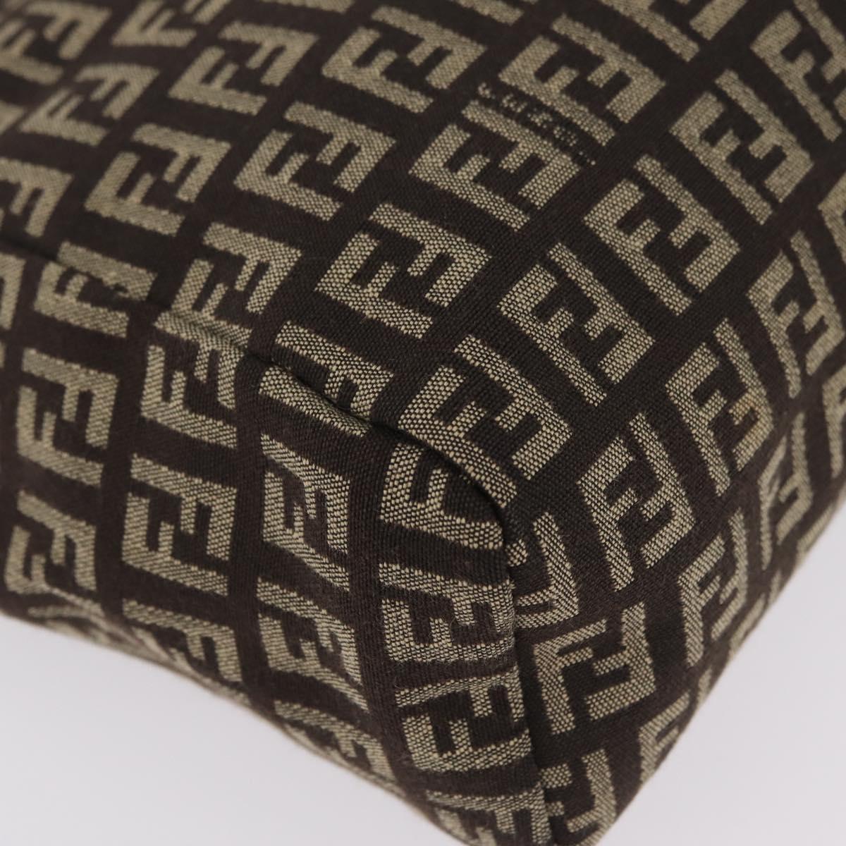 FENDI Zucchino Canvas Hand Bag Brown 8BN105 Auth ka6325