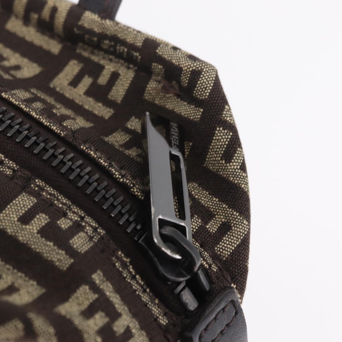 FENDI Zucchino Canvas Hand Bag Brown 8BN105 Auth ka6325