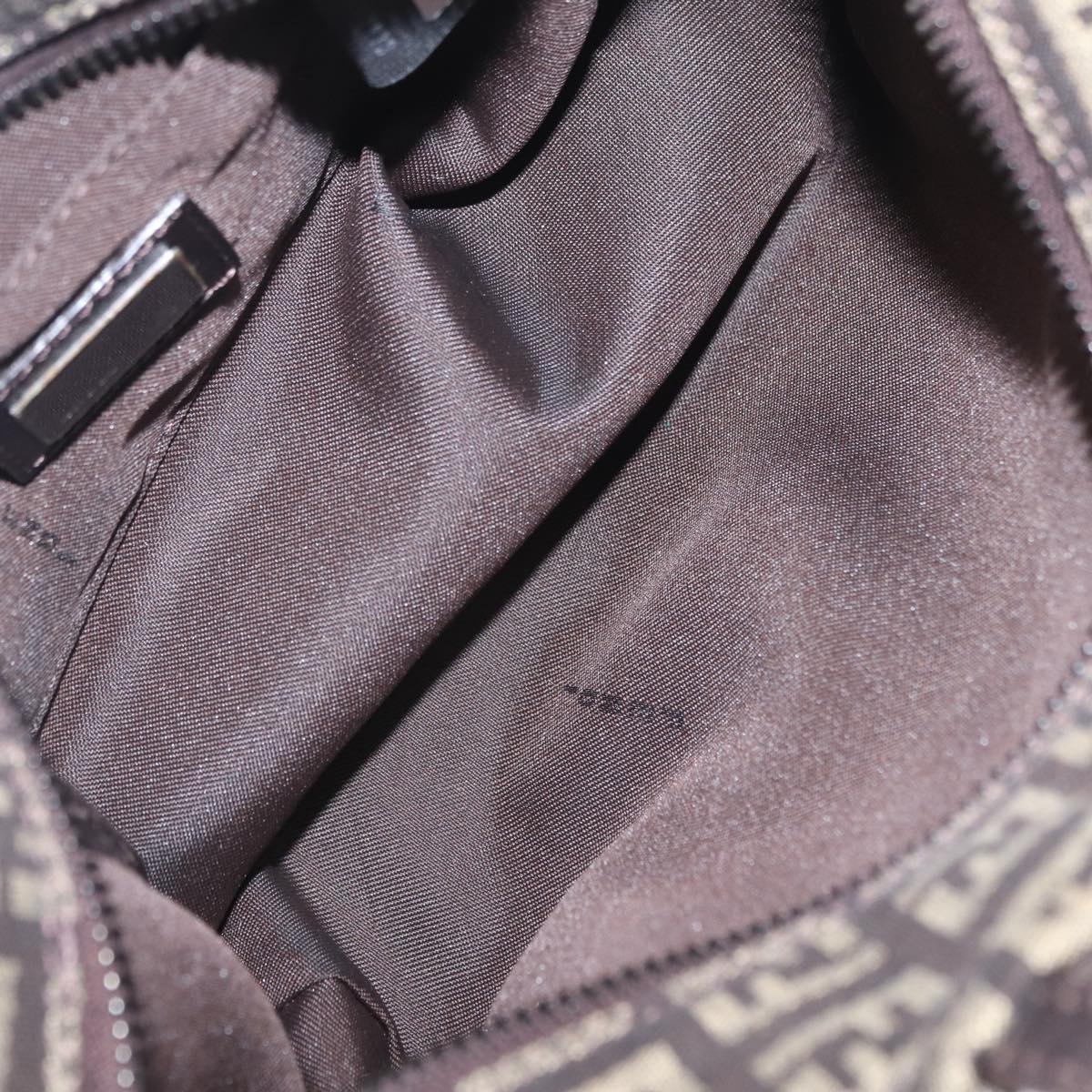 FENDI Zucchino Canvas Hand Bag Brown 8BN105 Auth ka6325