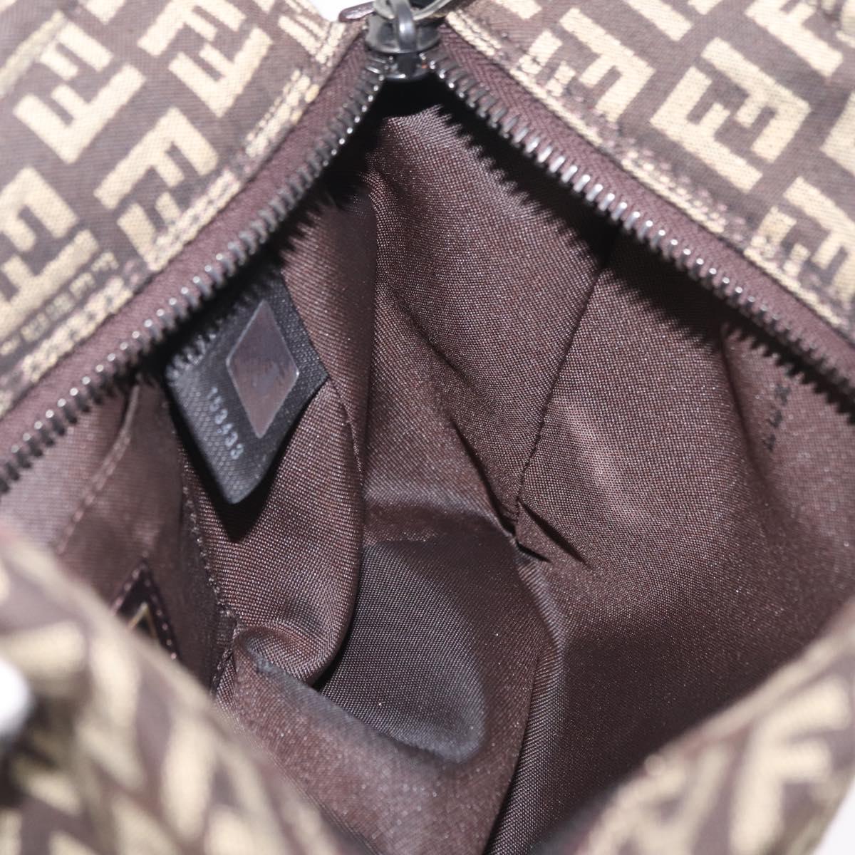 FENDI Zucchino Canvas Hand Bag Brown 8BN105 Auth ka6325
