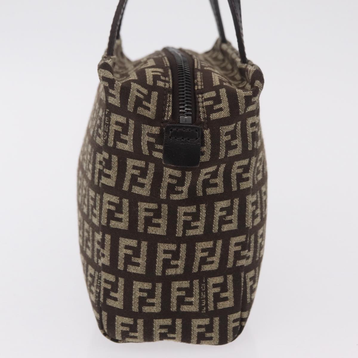 FENDI Zucchino Canvas Hand Bag Brown 8BN105 Auth ka6325