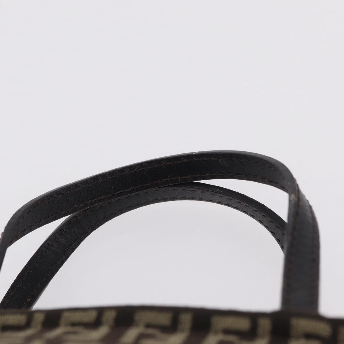FENDI Zucchino Canvas Hand Bag Brown 8BN105 Auth ka6325