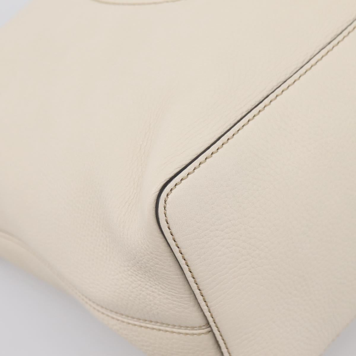 GUCCI Soho Shoulder Bag Leather 2way White Gold 408825 Auth ka6326V
