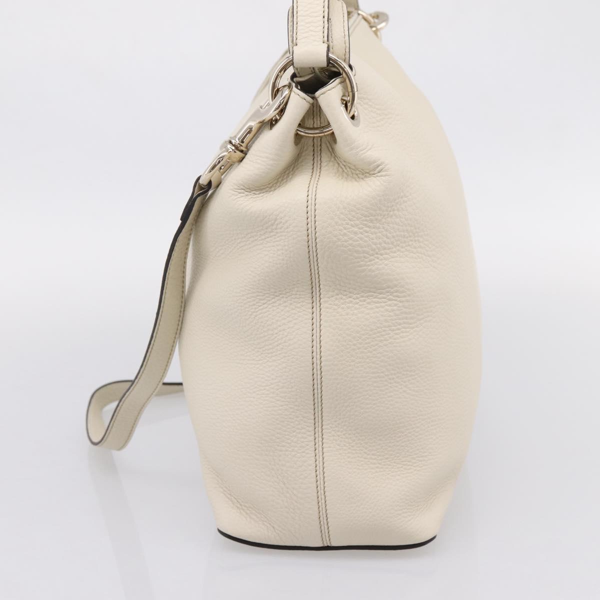 GUCCI Soho Shoulder Bag Leather 2way White Gold 408825 Auth ka6326V