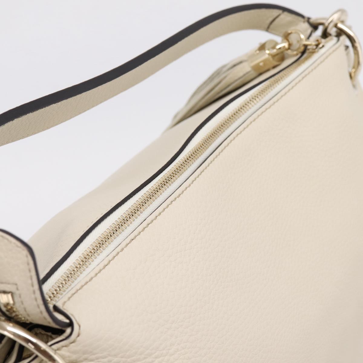 GUCCI Soho Shoulder Bag Leather 2way White Gold 408825 Auth ka6326V