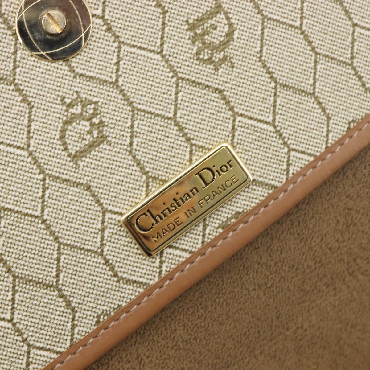 Christian Dior Honeycomb Canvas Shoulder Bag PVC Beige Gold Auth ka6327A