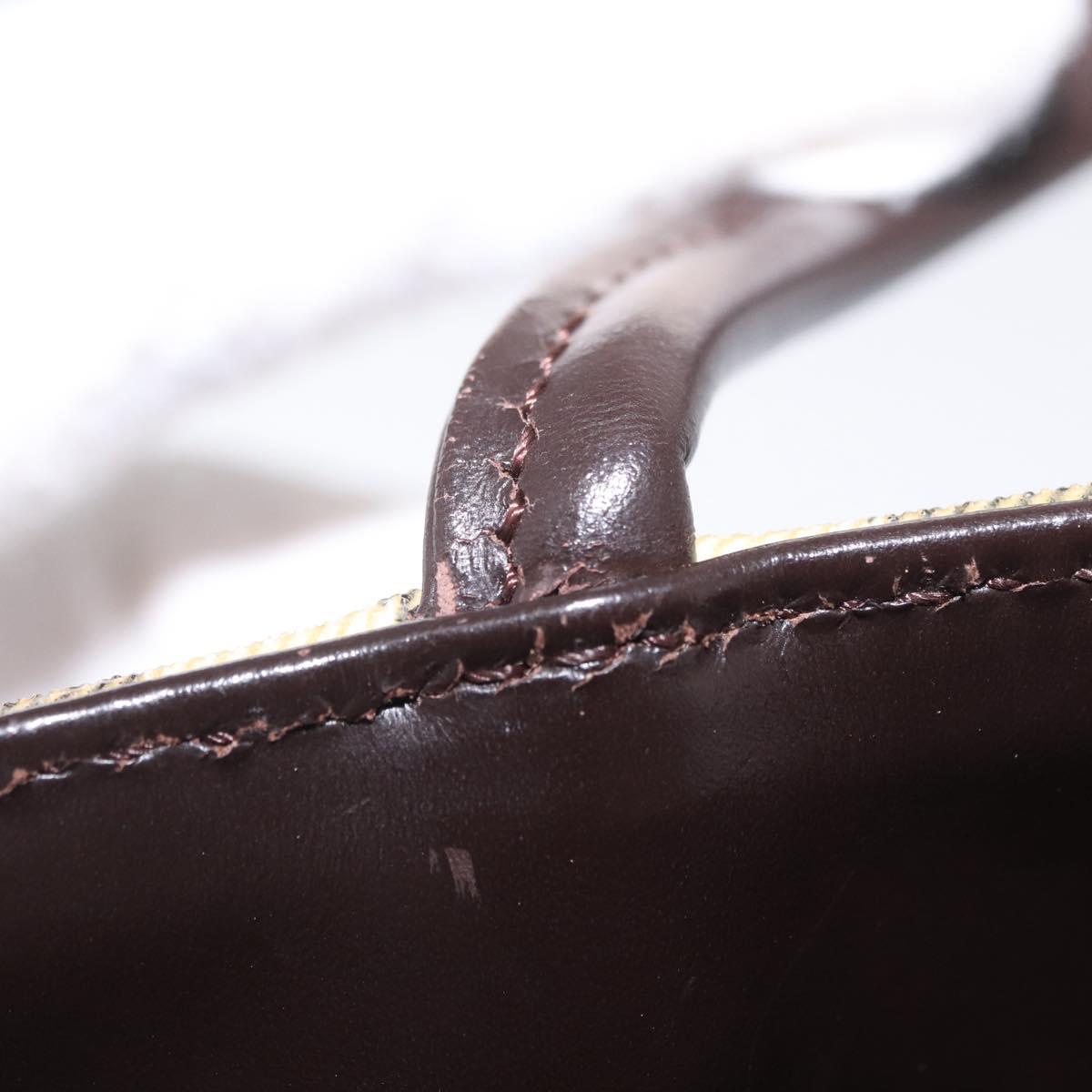 BURBERRY Nova Check Hand Bag PVC Beige Silver Auth ka6328
