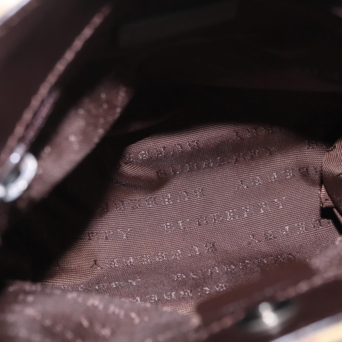 BURBERRY Nova Check Hand Bag PVC Beige Silver Auth ka6328