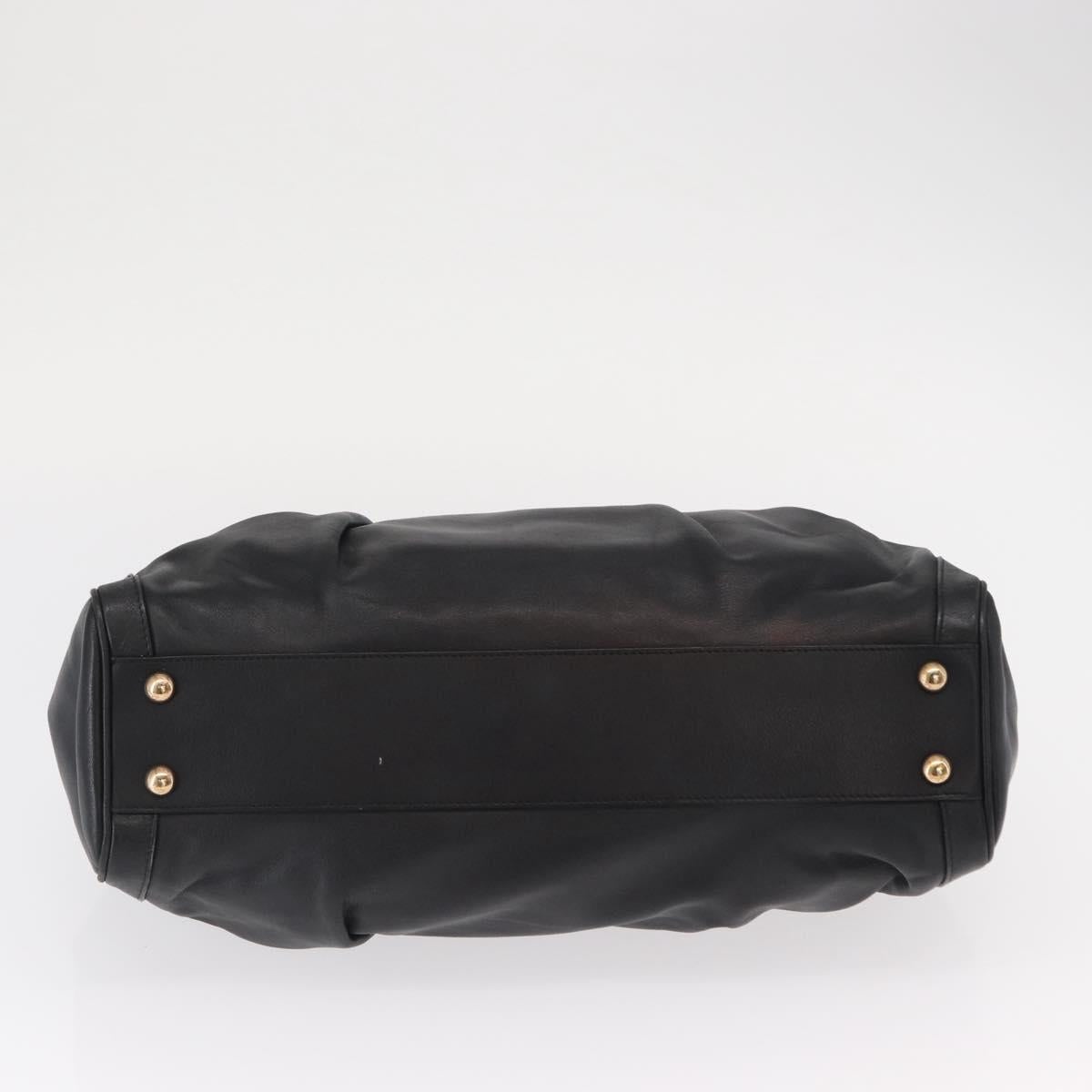 Salvatore Ferragamo Gancini Shoulder Bag Leather Black Gold Auth ka633