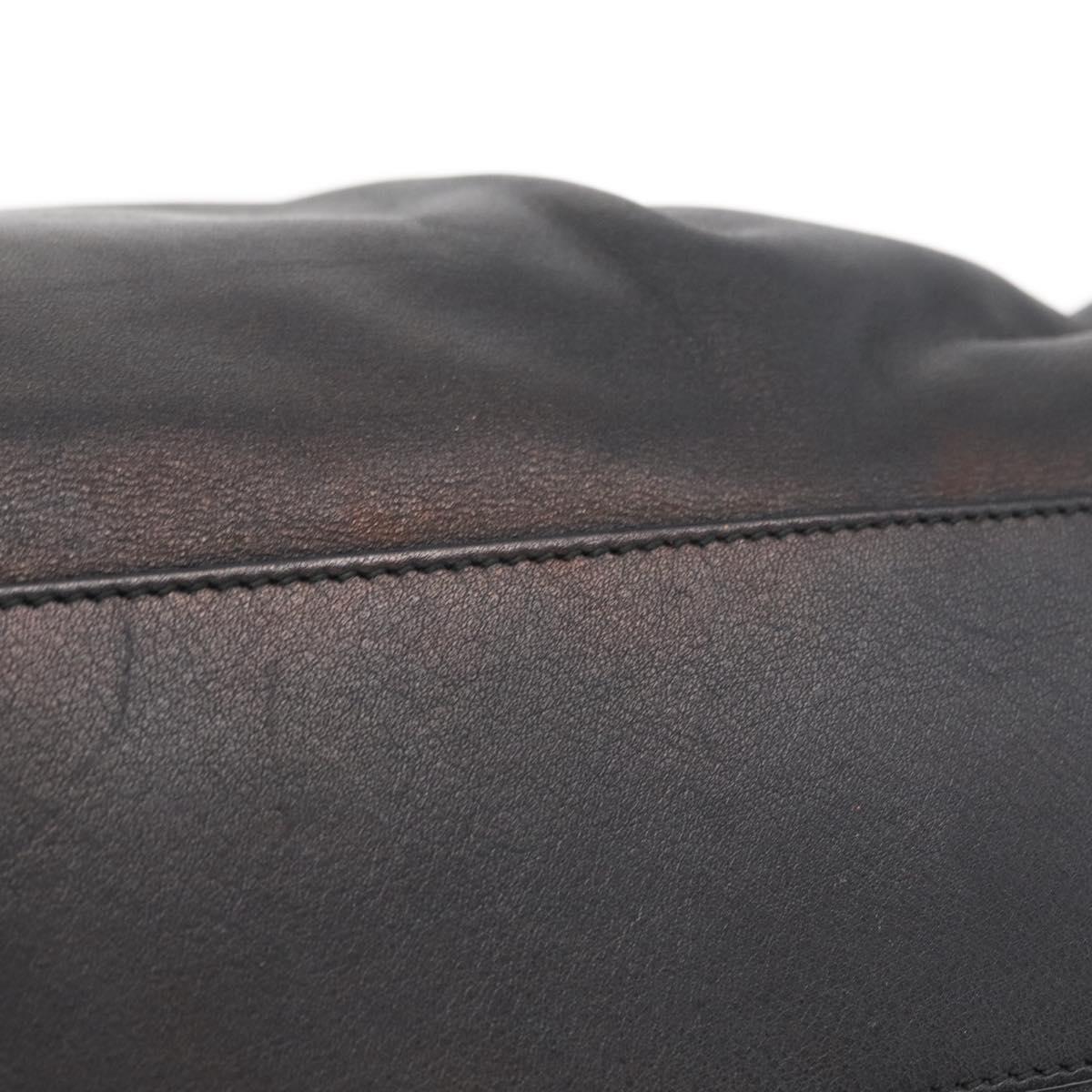 Salvatore Ferragamo Gancini Shoulder Bag Leather Black Gold Auth ka633