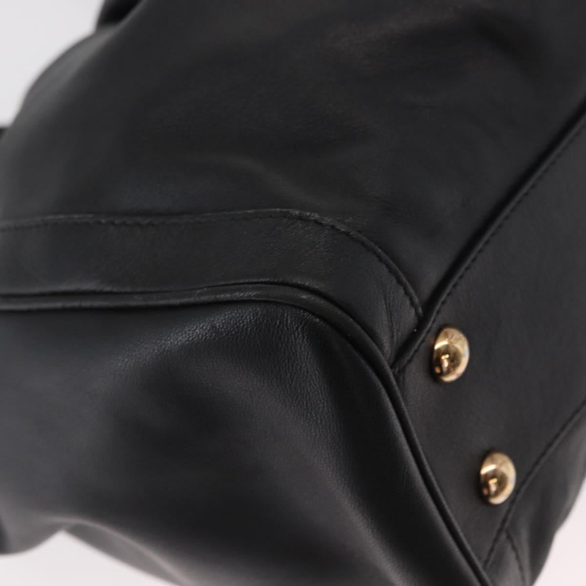 Salvatore Ferragamo Gancini Shoulder Bag Leather Black Gold Auth ka633