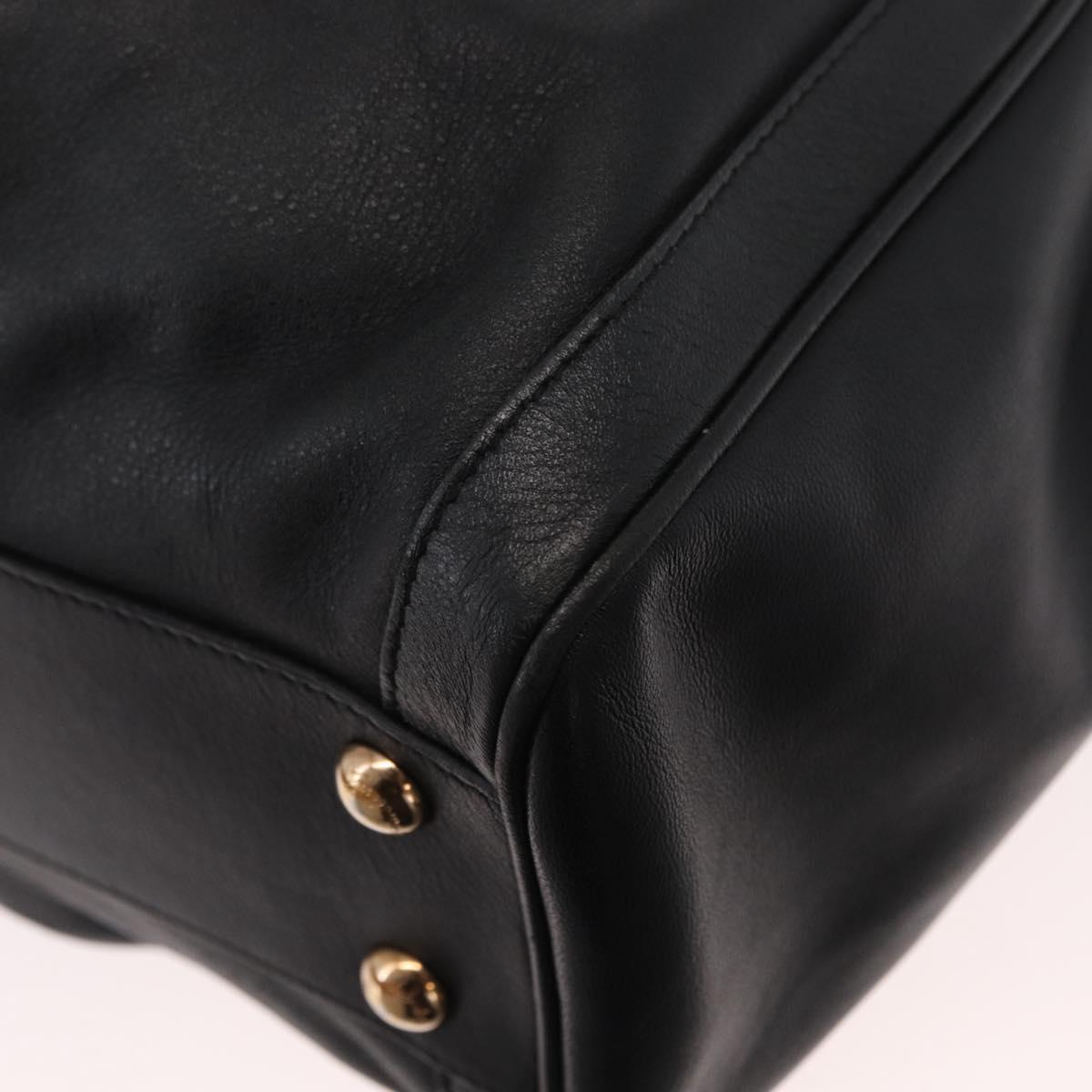 Salvatore Ferragamo Gancini Shoulder Bag Leather Black Gold Auth ka633