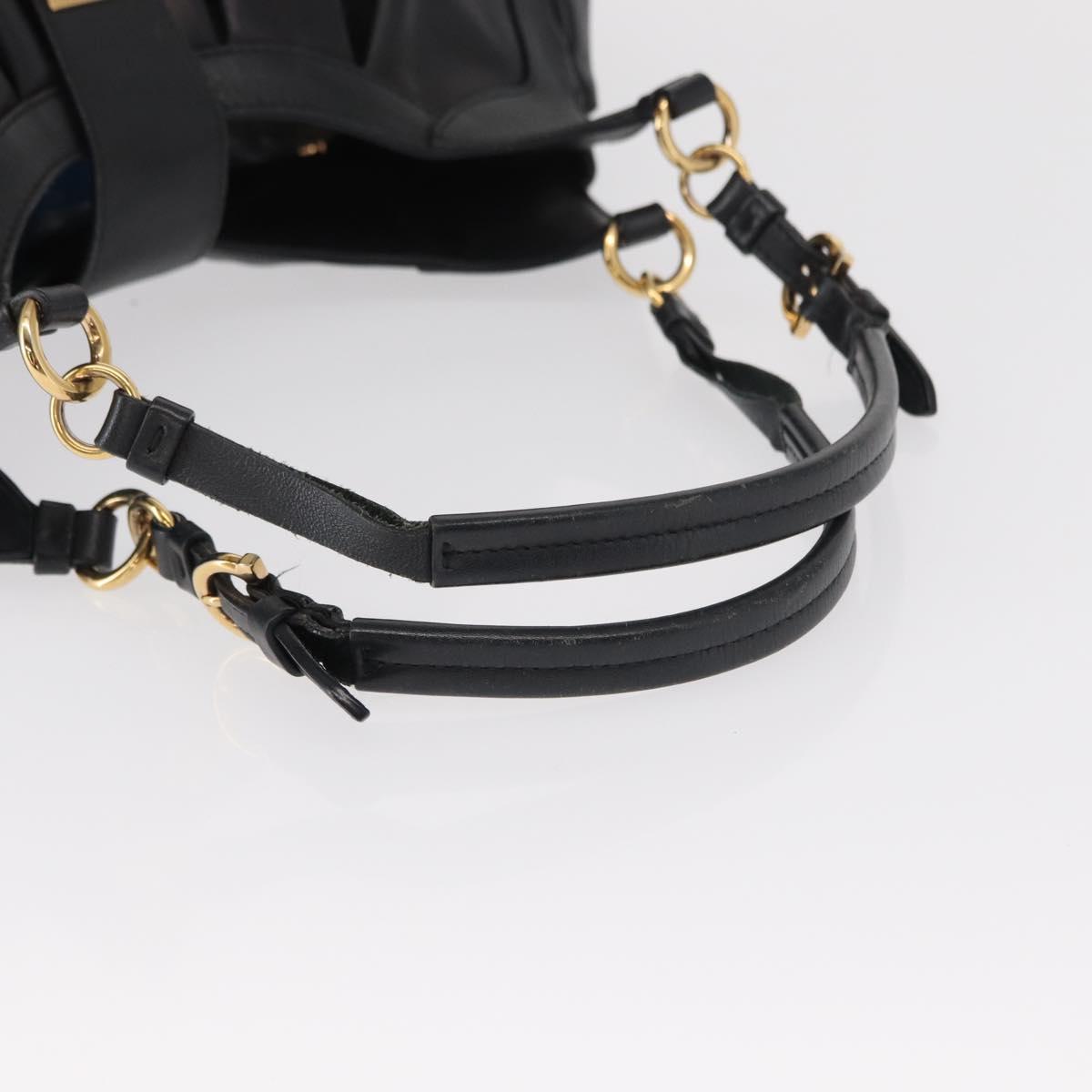 Salvatore Ferragamo Gancini Shoulder Bag Leather Black Gold Auth ka633