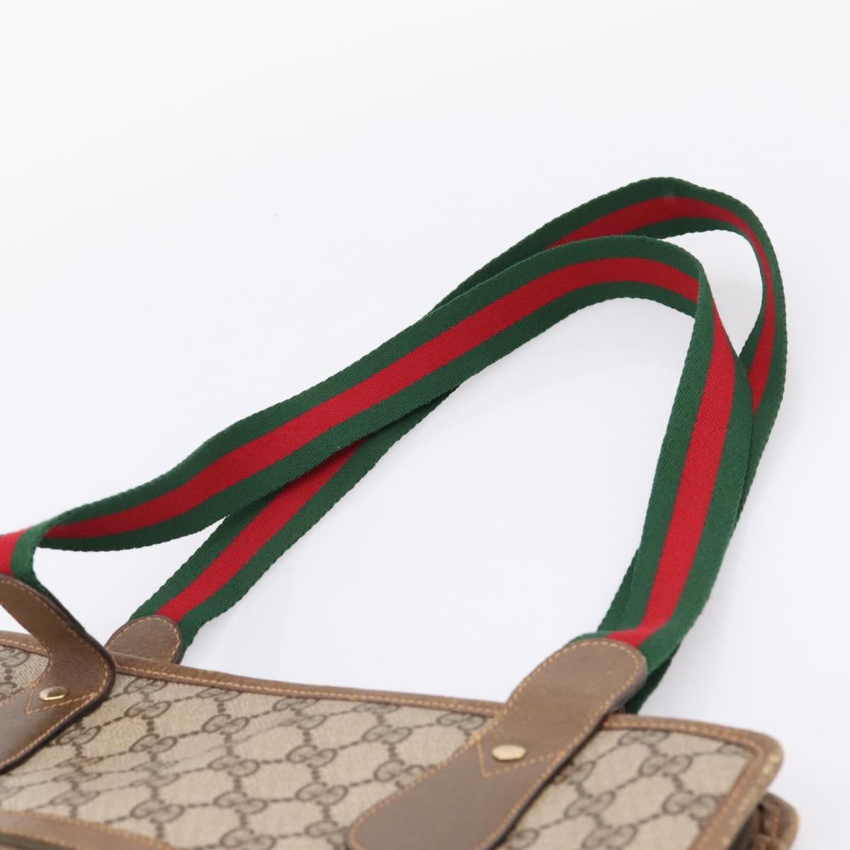GUCCI GG Supreme Web Sherry Line Tote Bag PVC Beige Gold 89 02 092 Auth ka6331