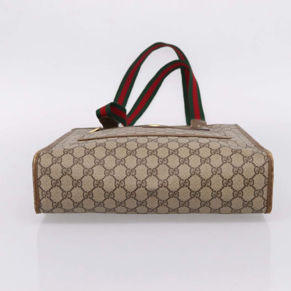 GUCCI GG Supreme Web Sherry Line Tote Bag PVC Beige Gold 89 02 092 Auth ka6331