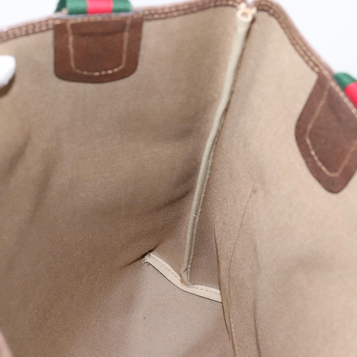 GUCCI GG Supreme Web Sherry Line Tote Bag PVC Beige Gold 002 58 6487 Auth ka6332