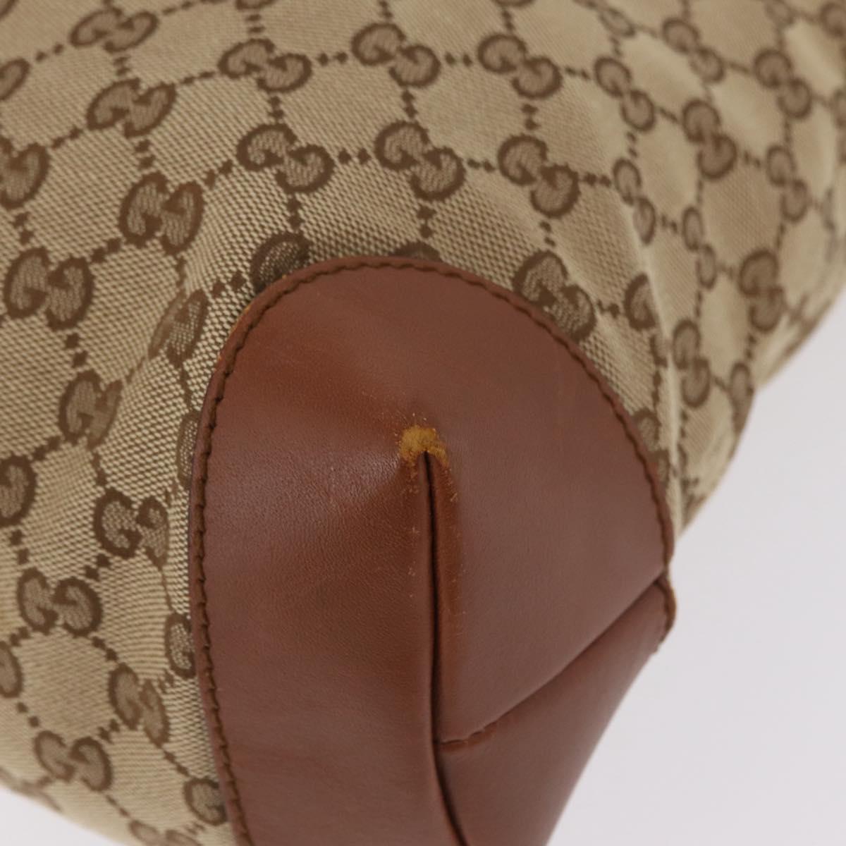 GUCCI GG Canvas Web Sherry Line Shoulder Bag Beige Silver 308930 Auth ka6334