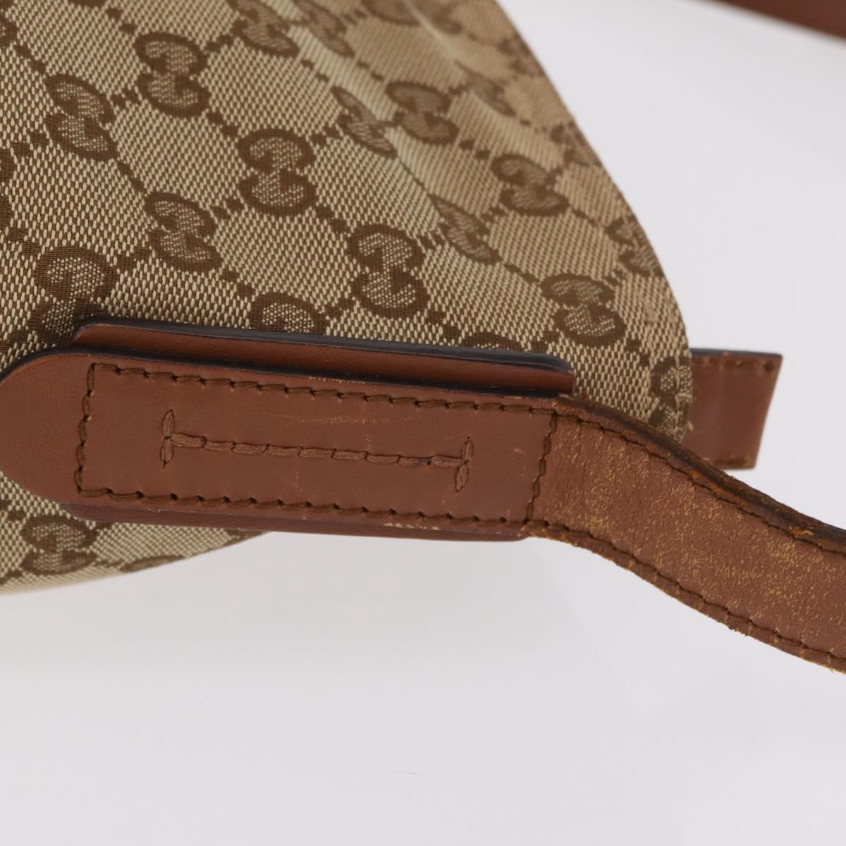 GUCCI GG Canvas Web Sherry Line Shoulder Bag Beige Silver 308930 Auth ka6334