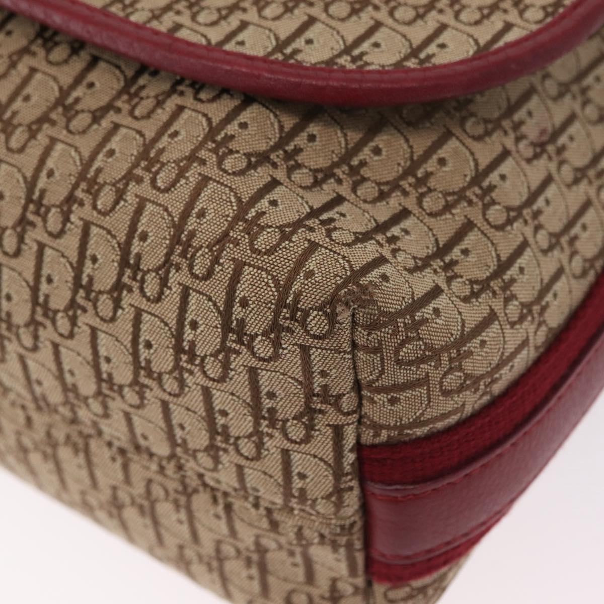 Christian Dior Trotter Canvas Shoulder Bag Beige Silver Auth ka6335V