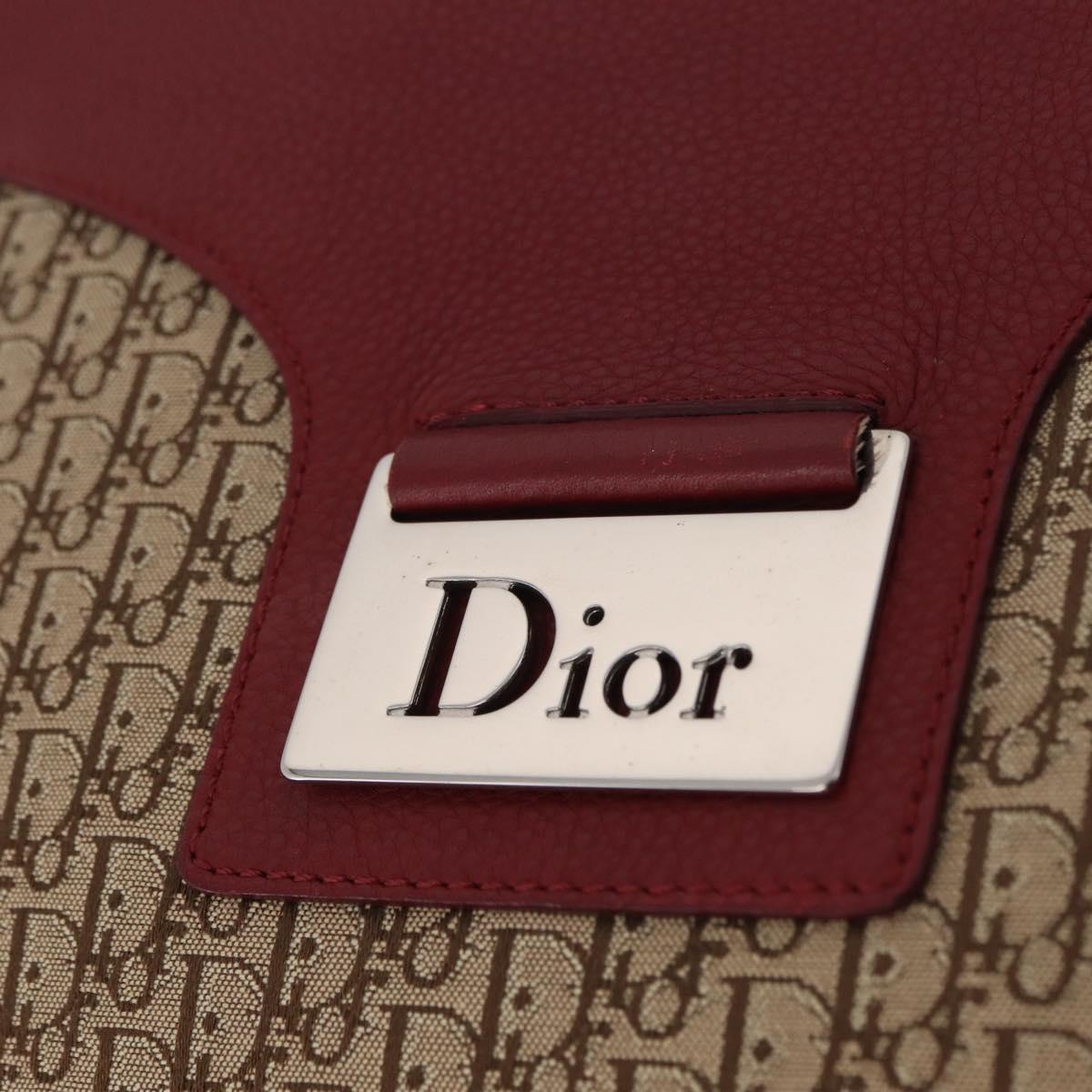 Christian Dior Trotter Canvas Shoulder Bag Beige Silver Auth ka6335V