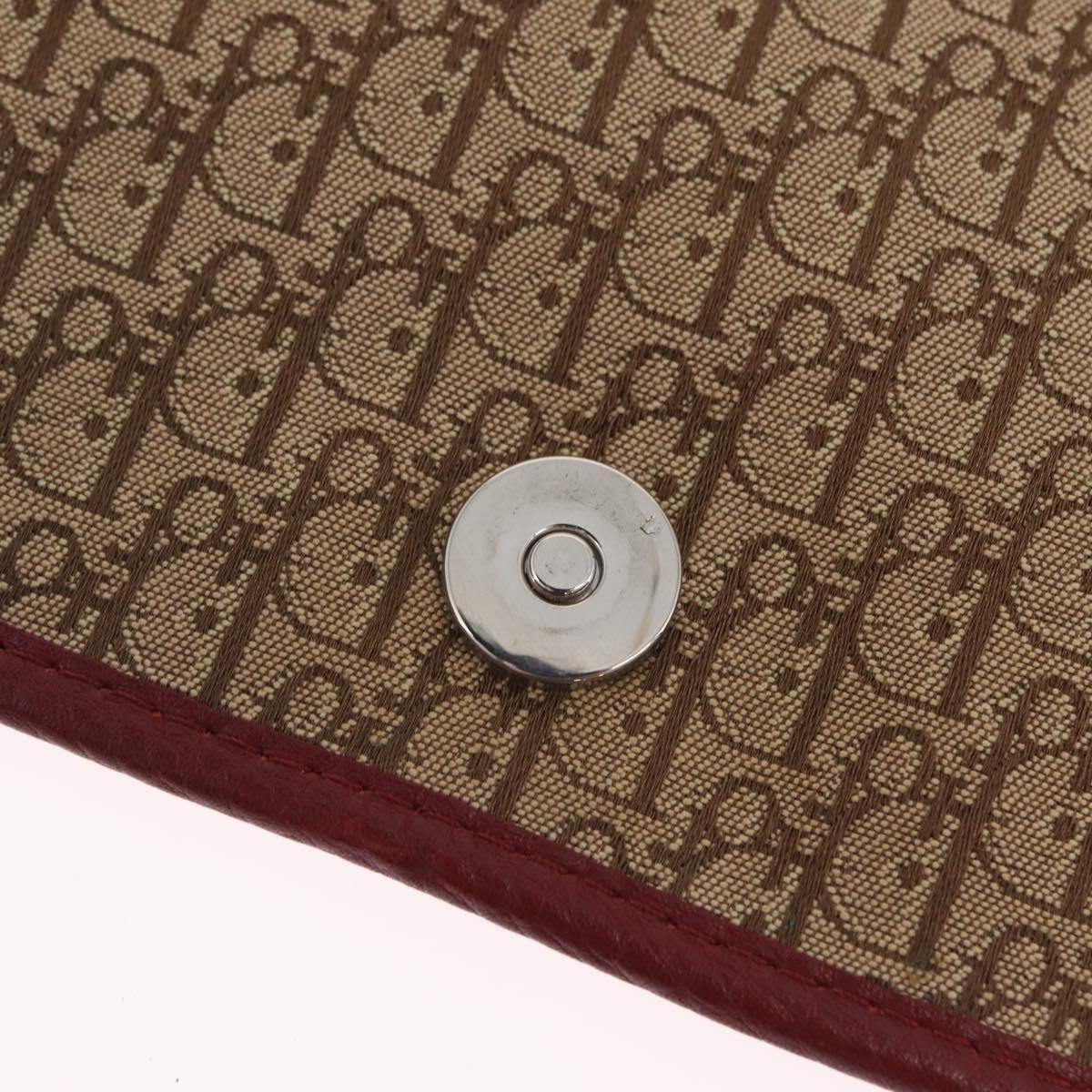 Christian Dior Trotter Canvas Shoulder Bag Beige Silver Auth ka6335V