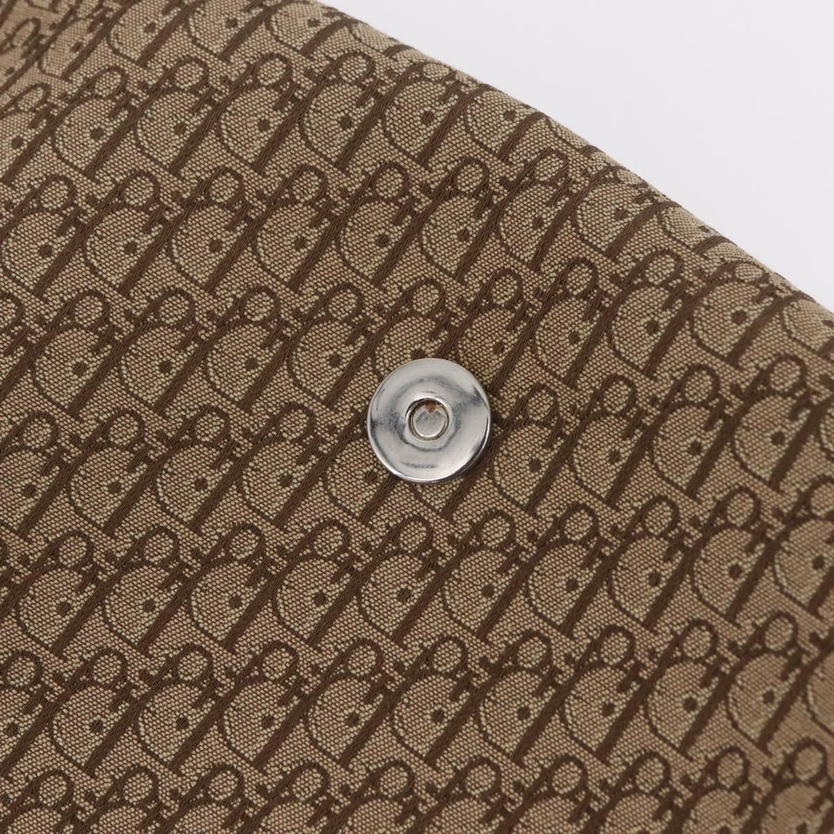 Christian Dior Trotter Canvas Shoulder Bag Beige Silver Auth ka6335V