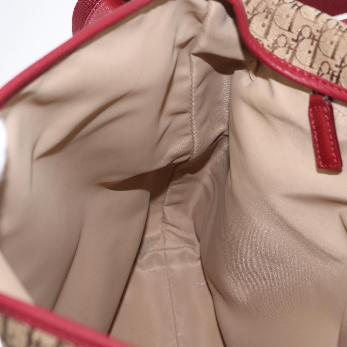 Christian Dior Trotter Canvas Shoulder Bag Beige Silver Auth ka6335V