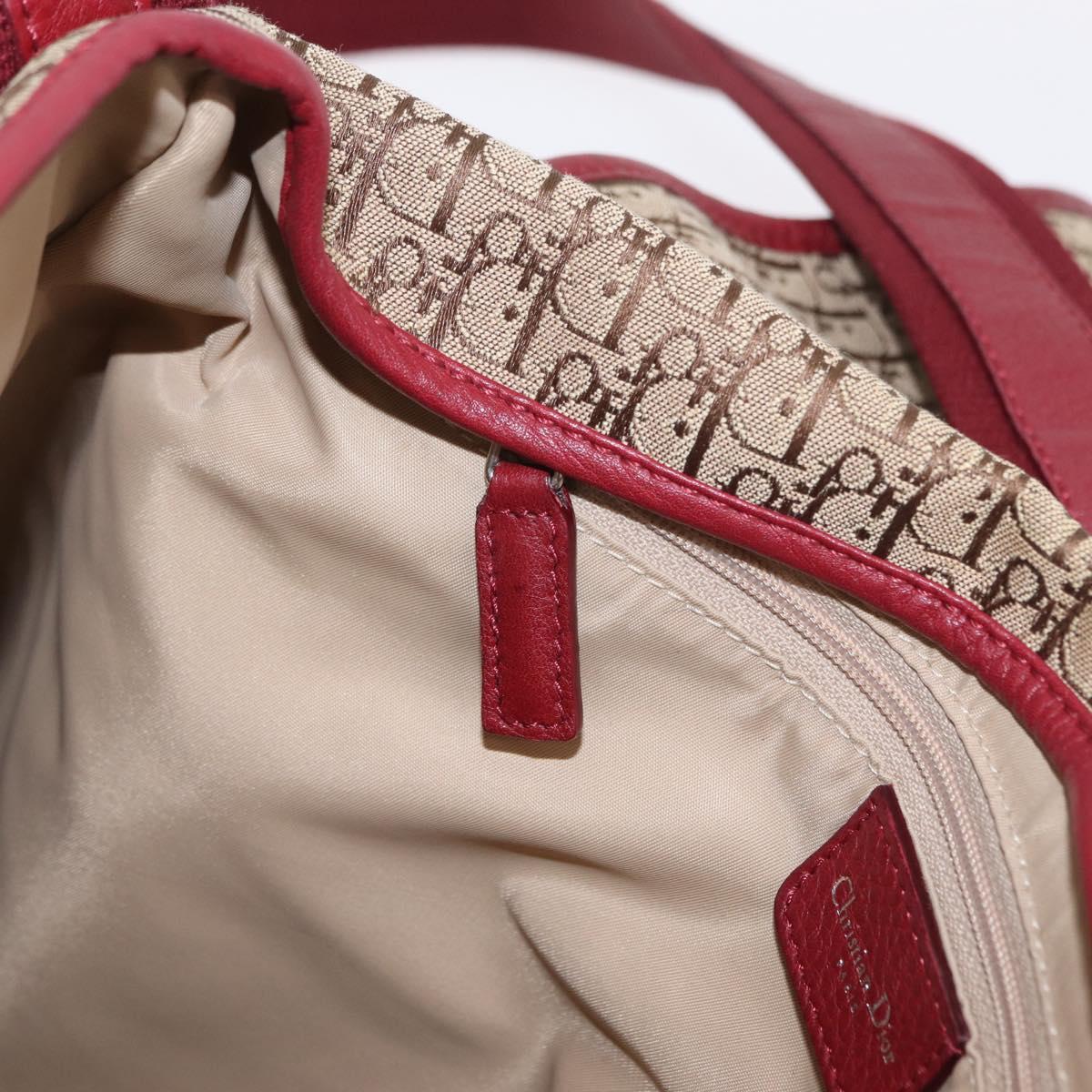 Christian Dior Trotter Canvas Shoulder Bag Beige Silver Auth ka6335V