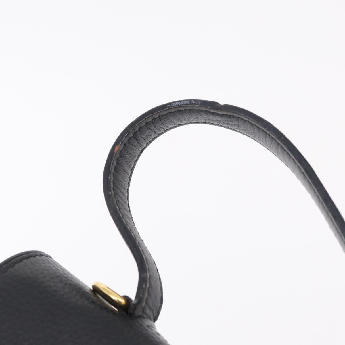 CELINE Hand Bag Leather Black Gold Auth ka6337