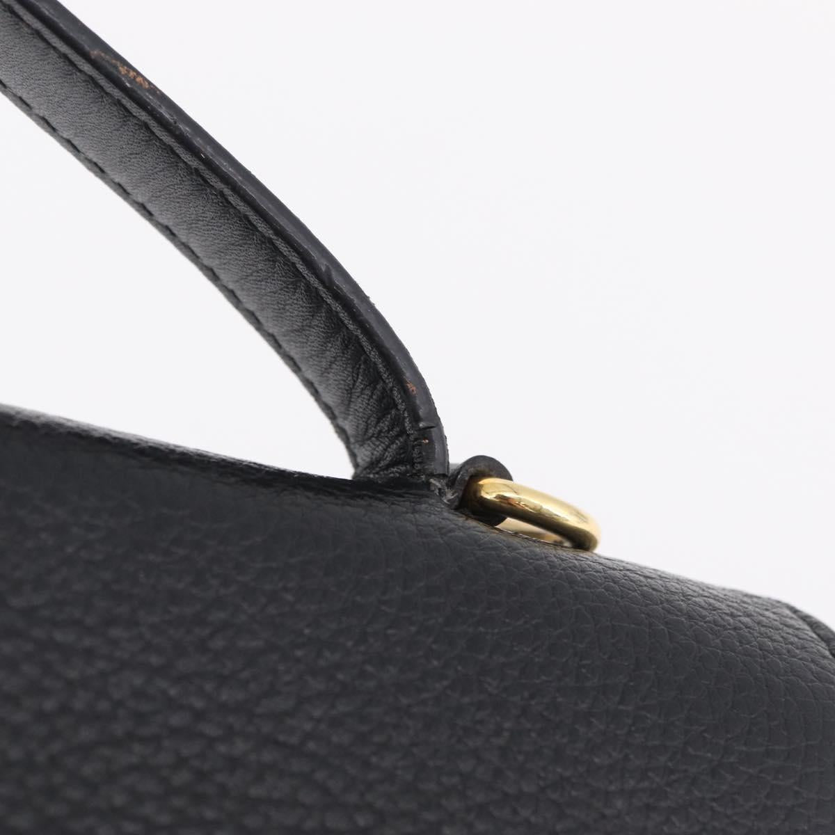 CELINE Hand Bag Leather Black Gold Auth ka6337