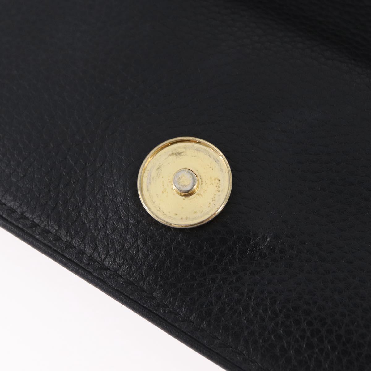 CELINE Hand Bag Leather Black Gold Auth ka6337
