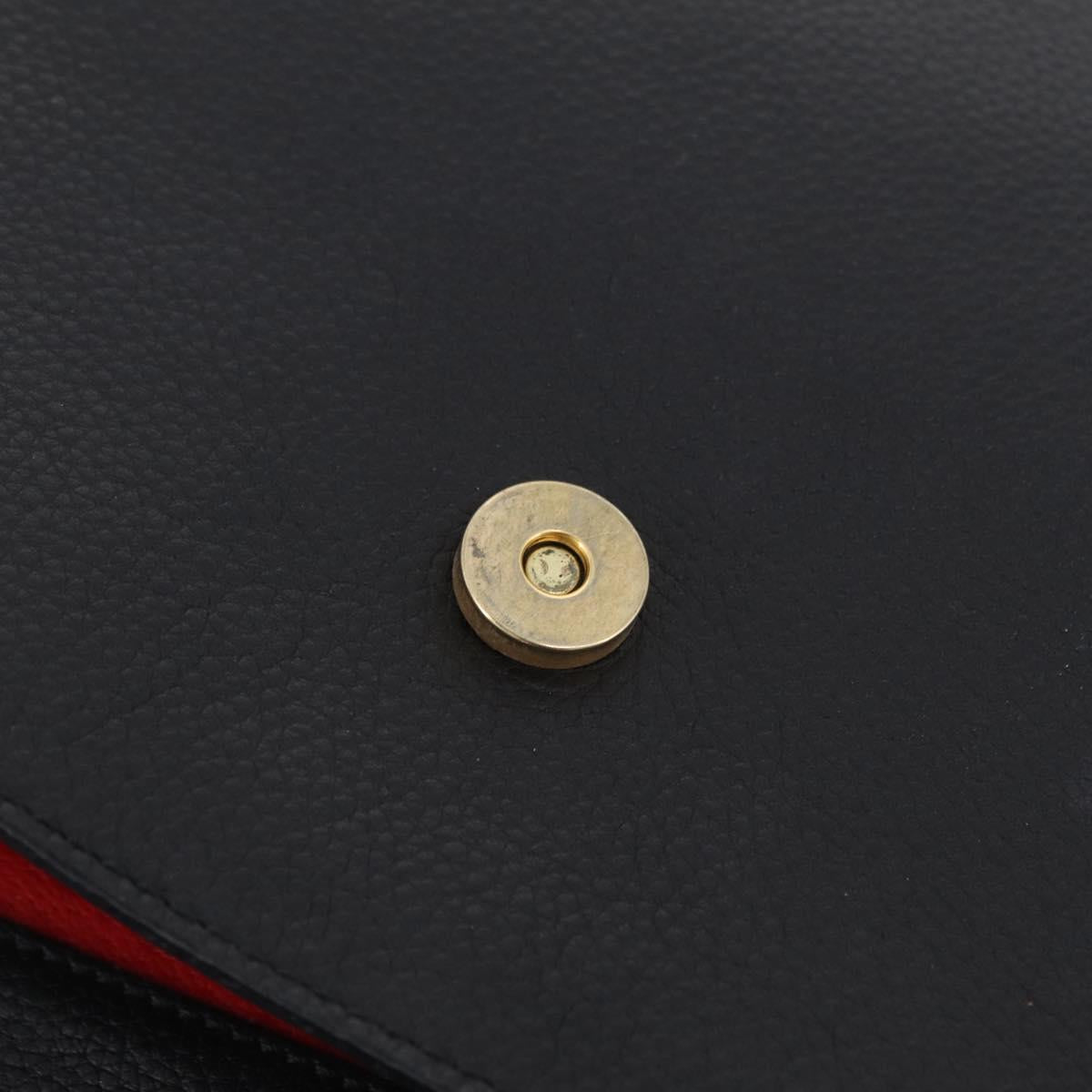 CELINE Hand Bag Leather Black Gold Auth ka6337