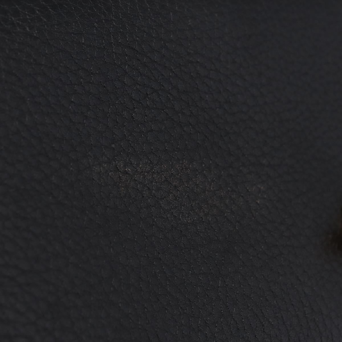 CELINE Hand Bag Leather Black Gold Auth ka6337